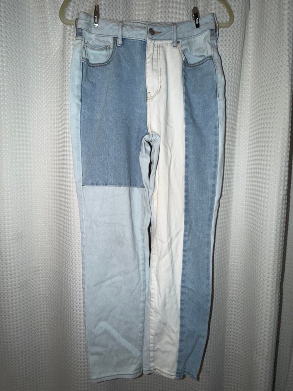 PacSun Mom Jeans 27 Patchwork Colorblock Two Tone Denim High Rise